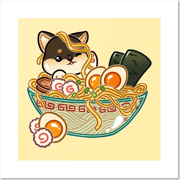 Shiba Inu Dog Ramen Bowl Wall Art by heysoleilart